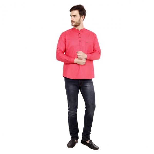 Mens Cherry Pink Short Kurta